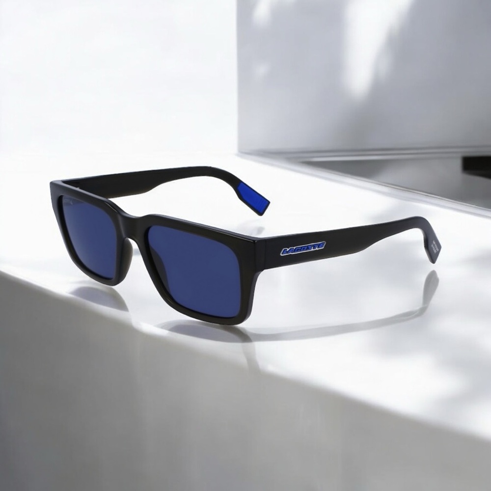 LACOSTE CLASSIC SQUARE SUNGLASSES DARK GREY WITH BLUE UV LENSES NEW WITH TAGS